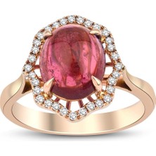 İryum Pırlantalı Anturaj Turmalin Oval Yüzük