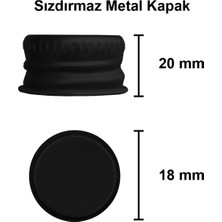 Afracam 50 ml Metal Siyah Kapaklı Hediyelik Şat Şişesi 50 cc Kolonya Koku Süs Shot Cam Şişe 20 Adet