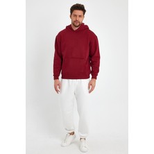Kef Clothing Bordo Hoodie, Oversize Sweatshirt, Erkek Hoodie, Kanguru Cep Hoodie