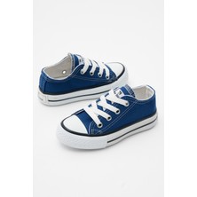 Çocuk Unisex Kot Mavi Rahat Kalıp Bağcıklı Sneaker