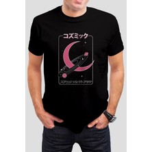 T-35 Gezegen Tasarım Baskılı Siyah Unisex Tişört C270