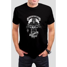 T-35 Motorcu Kuru Kafa Baskılı Siyah Unisex Tişört C284