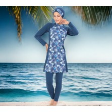 Shopiolog Uzun Kollu Palmiye Desenli Esnek Tam Tesettür