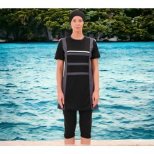 Shopiolog Uzun Kollu Palmiye Desenli Esnek Tam Tesettür