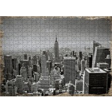 Tablomega Ahşap Mdf Puzzle Yapboz Siyah Beyaz New York Manzarası 500 Parça 50*70 cm