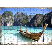 Tablomega Ahşap Mdf Puzzle Yapboz Kayık Eşsiz Koy 120 Parça 25*35 cm