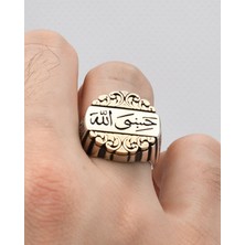 Prestige Gümüş Hasbiyallah Yazılı (Allah Bana Yeter) 925 Ayar Gümüş Erkek Yüzüğü