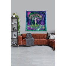 Pelangi Multirenk Hayat Ağacı Leke Tutmaz Kadife Kumaş Duvar Örtüsü Duvar Halısı Tapestry