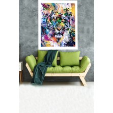 Pelangi Sulu Boya Efektli Leopar Kaplan Portre Leke Tutmaz Kadife Kumaş Duvar Örtüsü Duvar Halısı Tapestry