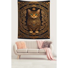 Pelangi Hintli Kedi Modern Leke Tutmaz Kumaş Duvar Örtüsü Duvar Halısı Tapestry