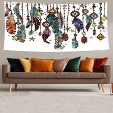 Pelangi Dream Catcher Bohem Kuş Tüyü Leke Tutmaz Kadife Dokulu Kumaş Duvar Örtüsü Duvar Halısı Tapestry