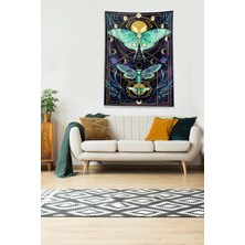 Pelangi Lacivert Butterfly Kelebek Leke Tutmaz Kadife Kumaş Duvar Örtüsü Duvar Halısı Tapestry