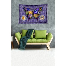 Pelangi Kelebek Ay Güneş Astroloj Leke Tutmaz Kadife Dokulu Kumaş Duvar Örtüsü Duvar Halısı Tapestry