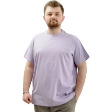 Superxl Büyük Beden Erkek T-Shirt Bisiklet Yaka Basic 20031 Lila
