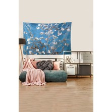 Pelangi Mavi Almond Blossom Leke Tutmaz Kadife Kumaş Duvar Örtüsü Duvar Halısı Tapestry