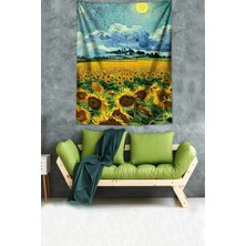 Pelangi Van Gogh Ayçiçeği Tarlası Leke Tutmaz  Kumaş Duvar Örtüsü Duvar Halısı Tapestry