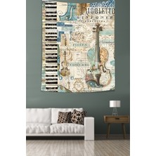 Pelangi Ekart Çello Keman Piyano Enstrümanlar Tasarım Leke Tutmaz Kumaş Duvar Örtüsü Duvar Halısı Tapestry