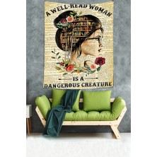 Pelangi Gazete Baskı Kitaplık Temalı Leke Tutmaz Kumaş Duvar Örtüsü Duvar Halısı Tapestry