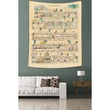 Pelangi Kış Temalı Nota Leke Tutmaz Kumaş Duvar Örtüsü Duvar Halısı Tapestry