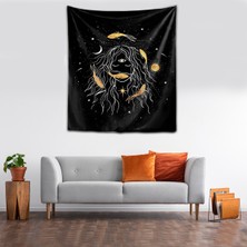 Pelangi Yıkanabilir Leke Tutmaz Mikropetek Kumaş Balık Üçüncü Göz Siyah Duvar Örtüsü Duvar Halısı Tapestry