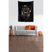 Pelangi Yıkanabilir Leke Tutmaz Mikropetek Kumaş Balık Üçüncü Göz Siyah Duvar Örtüsü Duvar Halısı Tapestry