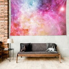 Pelangi Uzay Temalı Toz Bulutlu Leke Tutmaz Kadife Dokulu Kumaş Duvar Örtüsü Duvar Halısı Tapestry
