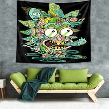 Pelangi Rick And Morty Desen Leke Tutmaz Kadife Dokulu Kumaş Duvar Örtüsü Duvar Halısı Tapestry