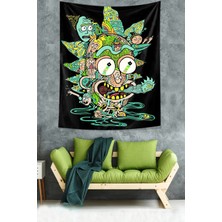 Pelangi Rick And Morty Desen Leke Tutmaz Kadife Dokulu Kumaş Duvar Örtüsü Duvar Halısı Tapestry