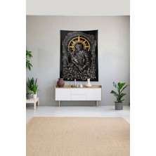 Pelangi Siyah Şövalye Desenli Leke Tutmaz Kadife Kumaş Duvar Örtüsü Duvar Halısı Tapestry
