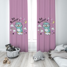 Pelangi Pembe Kuş Desenli Dijital Baskı Yıkanabilir Bebek Çocuk Odası Fon Perdesi