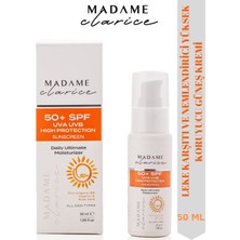 Madame Clarice Güneş Kremi Yüksek Koruma SPF50 +Aloe Vera +Vitamin E + Pro B5 Vitamin