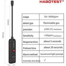 Zining Shop Habotest HT66 Gaz Kaçak Dedektörü Ppm Sesli Alarm Yanıcı Yanıcı Doğal Metan Gaz Kaçak Dedektörü (Yurt Dışından)