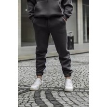 Yakamel Erkek Oversize Paçası Lastikli Kalın Cepli Eşofman Altı