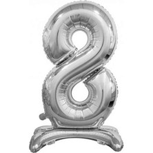 Best Parti 8 Gümüş Renk Ayaklı Rakam Folyo Balon 76 cm