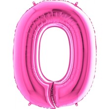 Rönesans Parti 0 Pembe Fuşya Renk Rakam Folyo Balon 100 cm