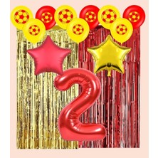 Best Parti Sarı Kırmızı Taraftar Doğum Günü Parti Seti Yaş 2