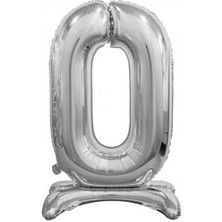 Best Parti 0 Gümüş Renk Ayaklı Rakam Folyo Balon 76 cm
