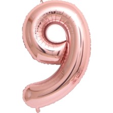 Best Parti 9 Rose Gold Rakam Folyo Balon 80 cm