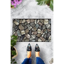 Pelangi Dijital Baskılı Taş Desenli Dekoratif Kapı Önü Paspası