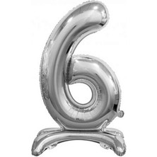 Rönesans Parti 6 Gümüş Renk Ayaklı Rakam Folyo Balon 76 cm
