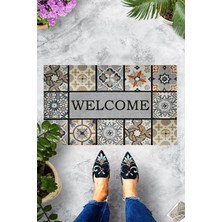 Pelangi Dijital Baskılı Welcome Yazılı Dekoratif Kapı Önü Paspası