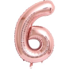 Best Parti 6 Rose Gold Rakam Folyo Balon 80 cm