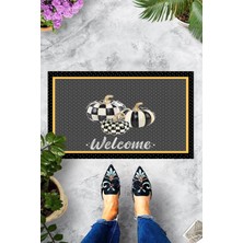 Pelangi Dijital Baskılı Welcome Yazılı Balkabağı Desenli Dekoratif Kapı Önü Paspası