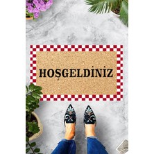 Pelangi Dijital Baskılı Hoşgeldiniz Yazılı Dama Desenli Dekoratif Kapı Önü Paspası