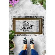 Pelangi Dijital Baskılı Home Sweet Home Yazılı Kalp Figürlü Dekoratif Kapı Önü Paspası
