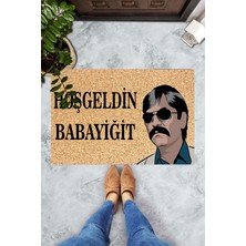 Pelangi Dijital Baskılı Hoş Geldin Babayiğit Yazılı Pala Desenli Dekoratif Kapı Önü Paspası