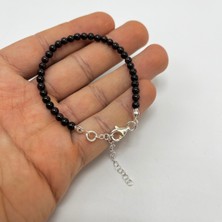 Yıldız Doğal Taş Sertifikalı Bordo Granat Lal 4mm 925 Ayar Gümüş Doğal Taş Bileklik Uzatma Zincirli