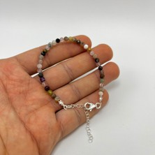 Yıldız Doğal Taş Sertifikalı Akuamarin Morganit Helidor 4mm 925 Ayar Gümüş Doğal Taş Bileklik Uzatma Zincirli