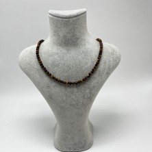 Yıldız Doğal Taş Sertifikalı Kaplan Gözü 4mm 925 Ayar Gümüş Doğal Taş Kolye Uzatma Zincirli