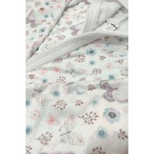 Vevien Home Kelebek Desen Dijital Baskılı Genç Çocuk Bornozu 15-16 Yaş
